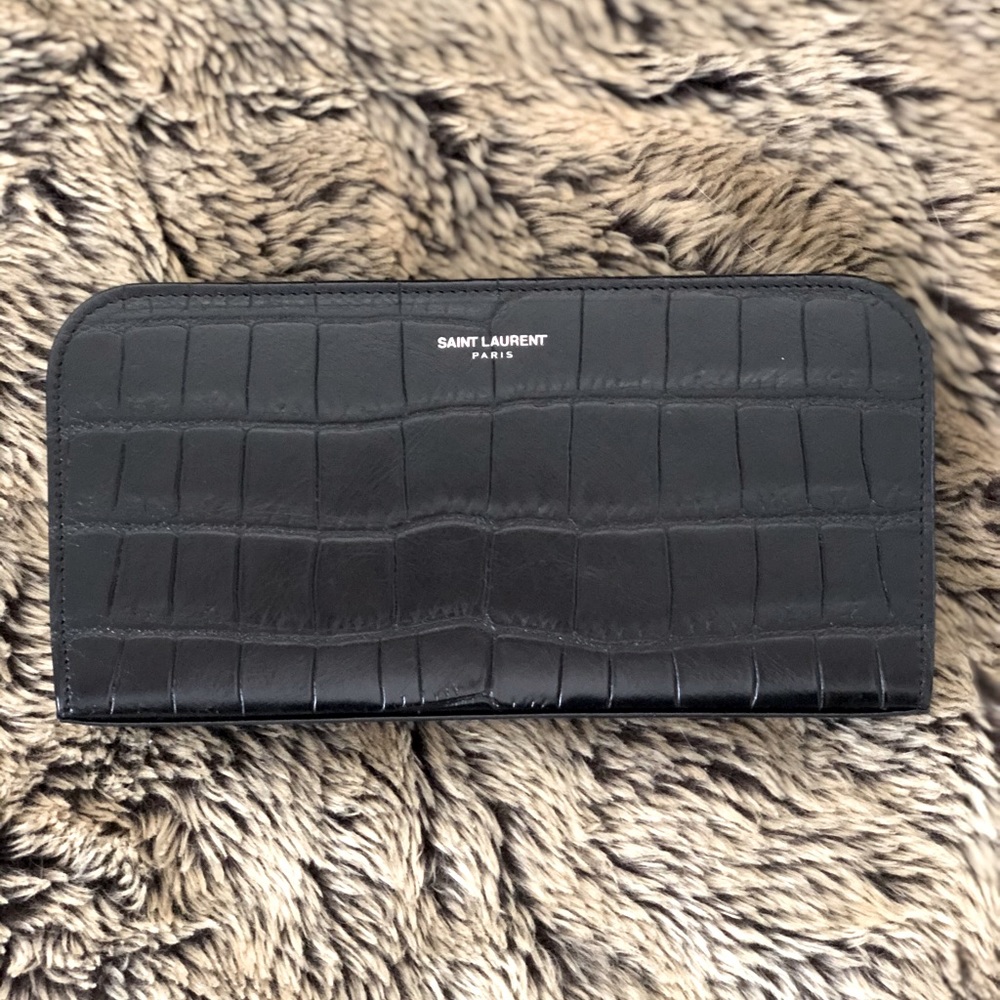 Authentic Saint Laurent Croc Embossed Wallet